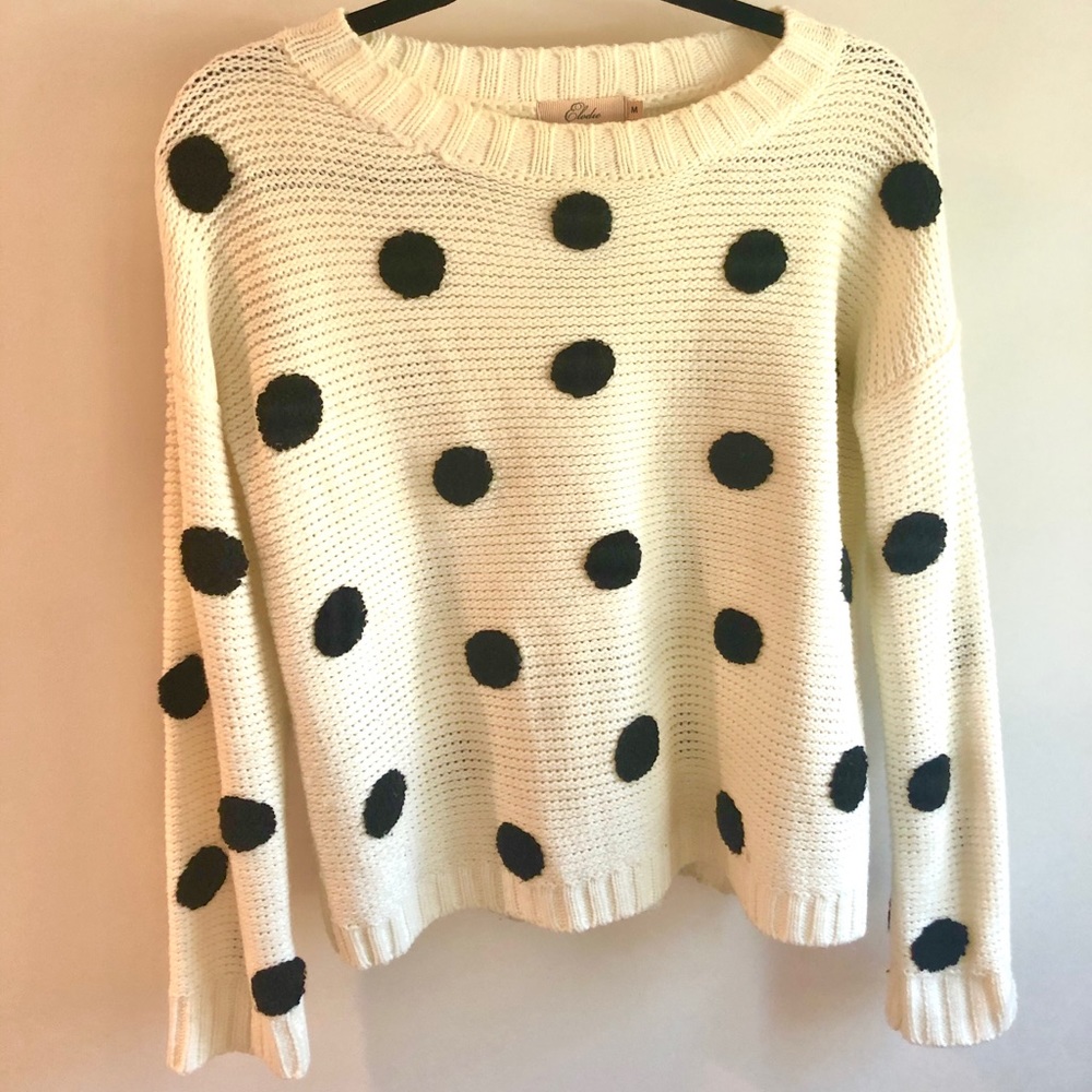 Cream and black polka dot sweater